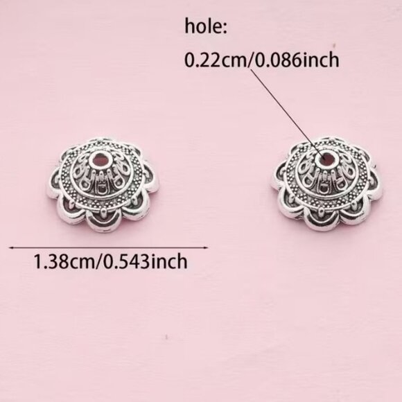 Large Tibetan-Style Floral Spacer Beads - Zinc Alloy  10 Spacers - Picture 3 of 3
